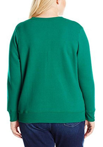 Green Floral Round Neck Long Sleeve Casual Christmas Sweatshirt