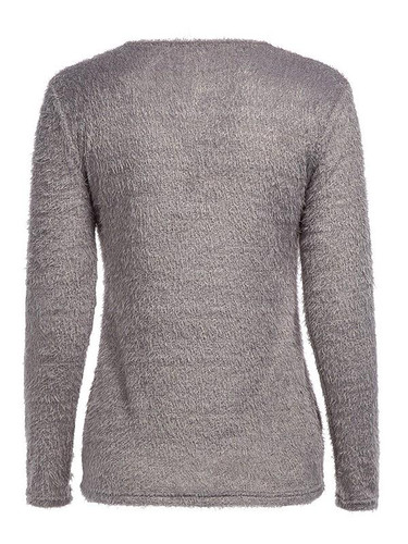 New Grey Round Neck Long Sleeve Fashion Going out Pullover Sweater
