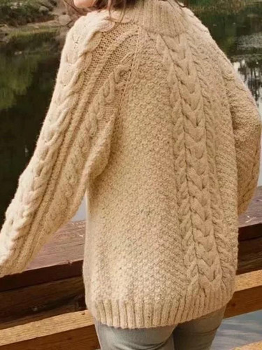 New Beige Round Neck Long Sleeve Oversize Casual Pullover Sweater New Beige Round Neck Long Sleeve Oversize Casual Pullover Sweater
