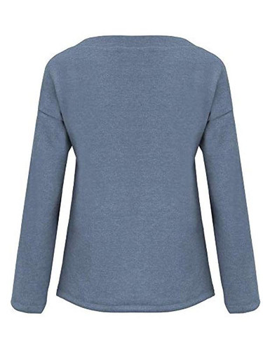 New Grey V-neck Long Sleeve Going out Casual Pullover Sweater