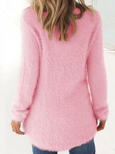 New Pink Round Neck Long Sleeve Going out Pullover Sweater New Pink Round Neck Long Sleeve Going out Pullover Sweater