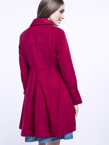 Casual Double Breasted Lapel Velvet Plain Coat