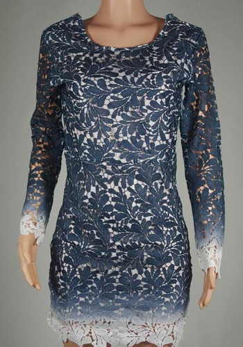 Casual Blue Patchwork Zipper Backless Round Neck Long Sleeve Mini Dress