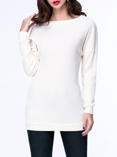 Casual Basic Casual Boat Neck Plain Sweater