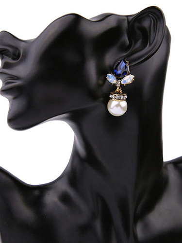 Casual Pearl Pendant Drop Crystal Earring Casual Pearl Pendant Drop Crystal Earring