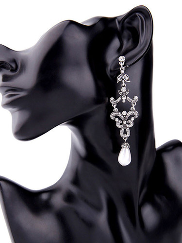 Casual Elegant Rhinestone Pearl Pendant Earring Casual Elegant Rhinestone Pearl Pendant Earring