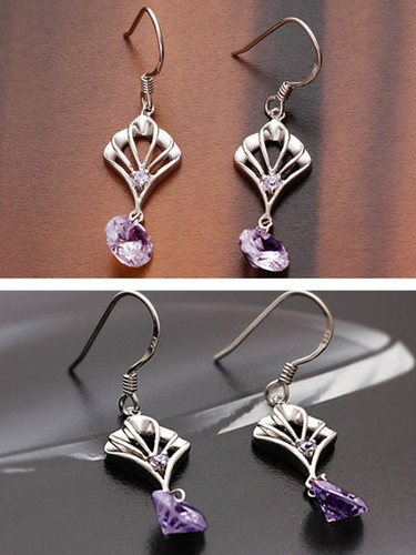 Casual Purple Crystal Pendant Earring