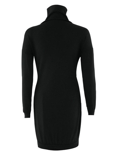 New Black High Neck Long Sleeve Fashion Mini Dress