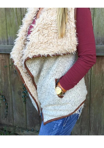 New Khaki Monogram Embroidery Pockets Fur Turndown Collar Lamb Wool Fashion Cardigan Coat