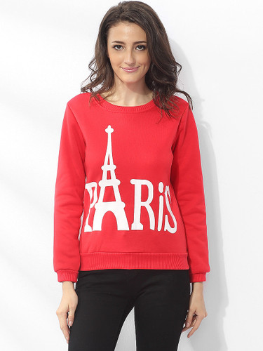 Casual Round Neck Dacron Letter Printed Sweatshirt