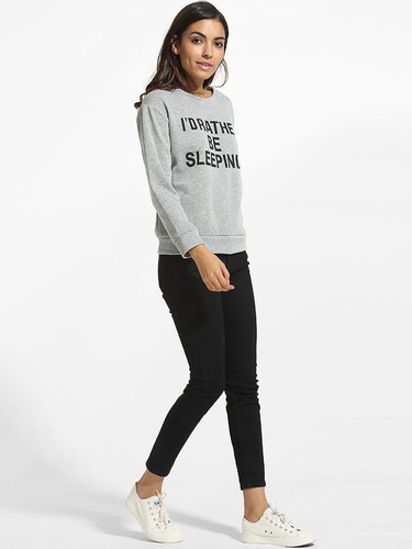 Casual Round Neck Cotton Letter Printed Sweatshirt