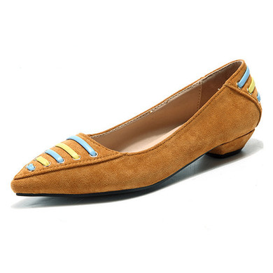 Casual Stylish Pointed Toe Slip On Low Heel Shoes For Women