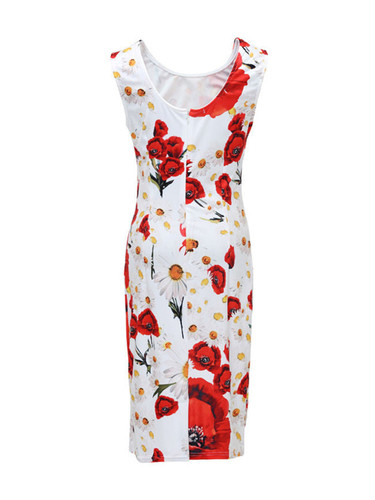 Casual Glamorous Round Neck Floral Printed Bodycon Dress