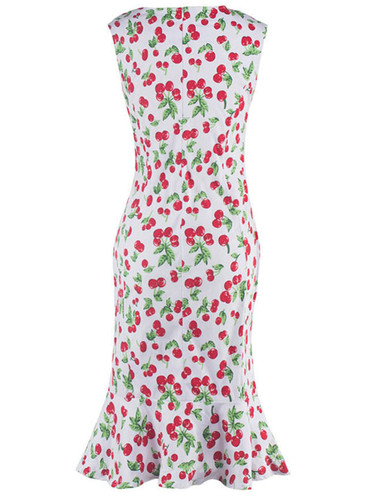 Cherry Printed Mermaid Bodycon Dress