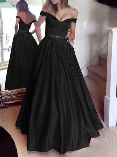 New Black Draped Lace Off Shoulder Backless Elegant Maxi Dress