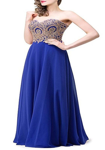 Blue Patchwork Bandeau Off Shoulder Draped Elegant Prom Evening Party Maxi Dress