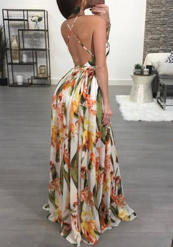 White Draped Spaghetti Strap Deep V-neck Flowy Vegas Bohemian Elegant Party Maxi Dress