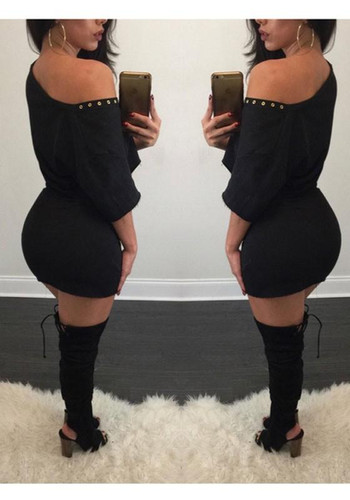 Casual Black Hollow-out Deep V-neck Lace-up Off-shoulder Crop Top And Drawstring Skirt