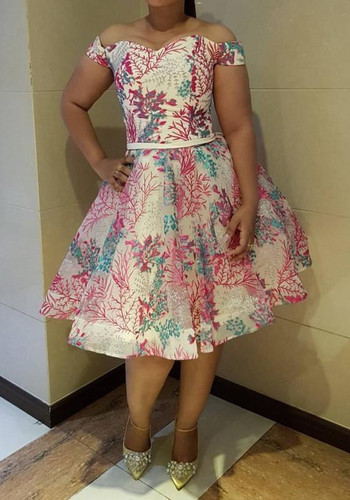 Pink Draped Embroidery Grenadine Off Shoulder Homecoming Party Elegant Midi Dress