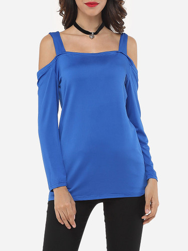 Casual Plain Modern Off Shoulder Long-sleeve-t-shirt