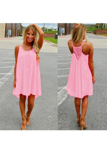 Casual Pink Plaid Irregular Draped High-low Round Neck Casual Mini Dress