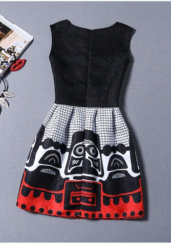 Casual Black Plaid Print Pleated Zipper Fashion Tutu Mini Dress