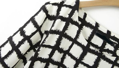 Casual Black-White Plaid Print Loose Cotton Blend Dress