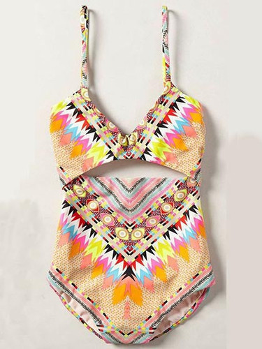 Casual Boho High Rise Bohemian Style Multi Color Bikini Set