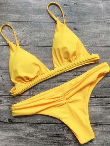 Casual Sweet Fantasy Sexy Solid Color Bikini Set