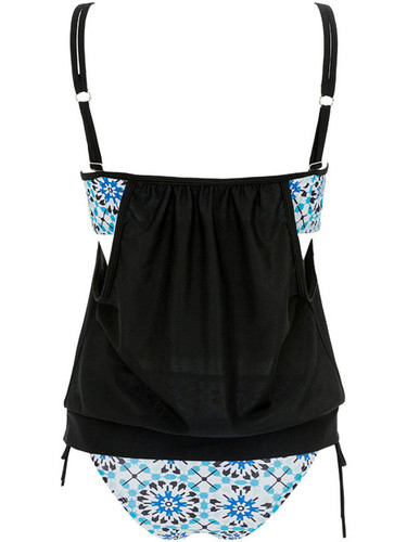 Casual Spaghetti Strap Cutout Printed Swimwear
