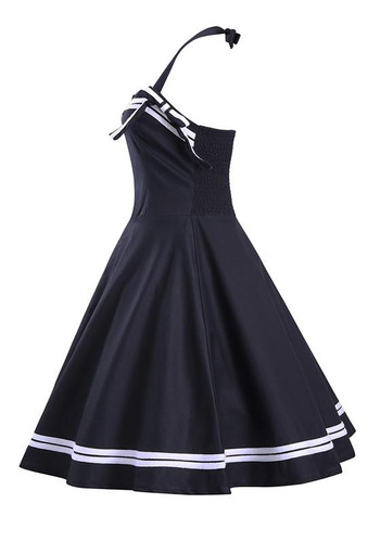 Black Plain Ruffle Bow Sleeveless Lace Up Fashion Slim Midi Dress