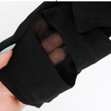 Black Patchwork Grenadine Solid Color Athleisure Yoga Bandage Tie Mesh Turnout Sock Leggings