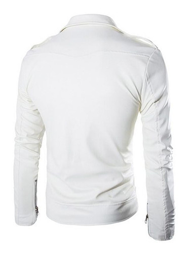 Casual Men's Plain Zip Lapel Leather Jacket