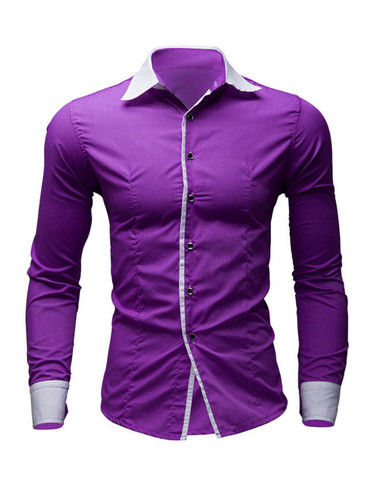 Casual Mens Color Block Multicolor Shirt