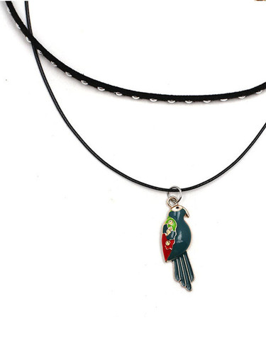Casual Green Parrot Pendant Rivet Choker Necklace