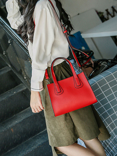 Casual Contrast Trim Pu Crossbody Bag