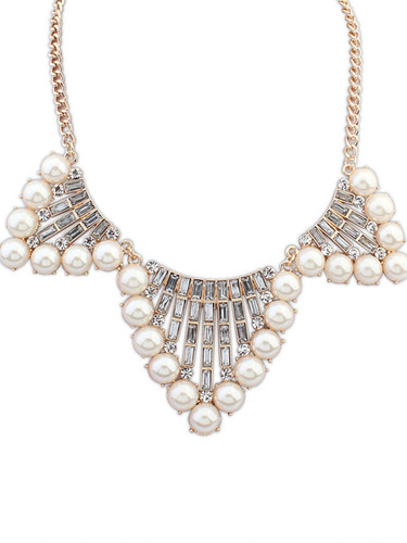 Casual Gold Plated Faux Crystal Pearl Necklace Casual Gold Plated Faux Crystal Pearl Necklace