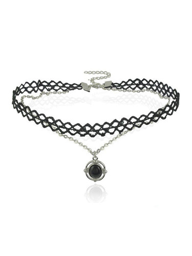 Casual Acrylic Two Layers Lace Choker Necklace