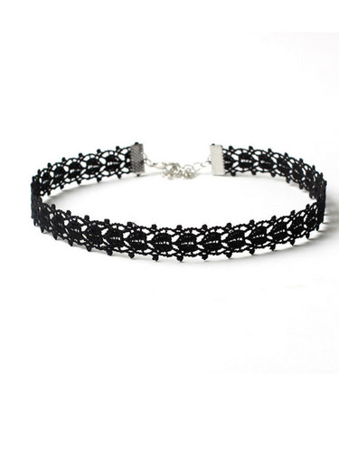 Casual Gothic Black Lace Hollow Out Choker Necklace