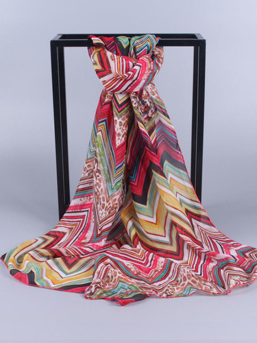 Casual Zigzag Striped Chiffon Scarf