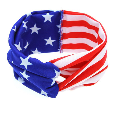 4th July Girls Stripe and Stars Top Messy Bow Knot Headbands Red White Blue
