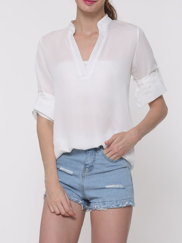 Casual Plain Charming V Neck Blouse