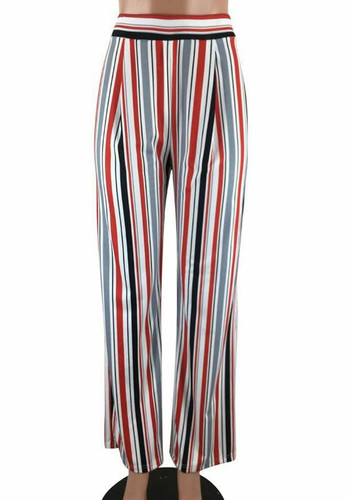 Women Striped High Waisted Loose Fashion Wide Leg Boho Pants