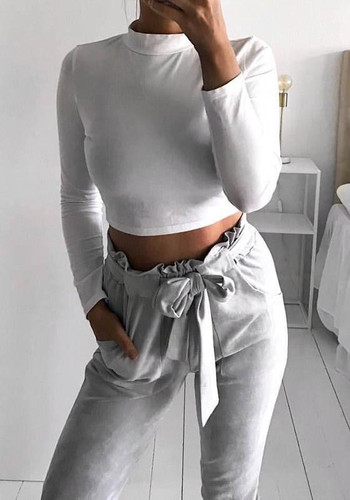 Grey Sashes Pockets Fashion Nine's Pants