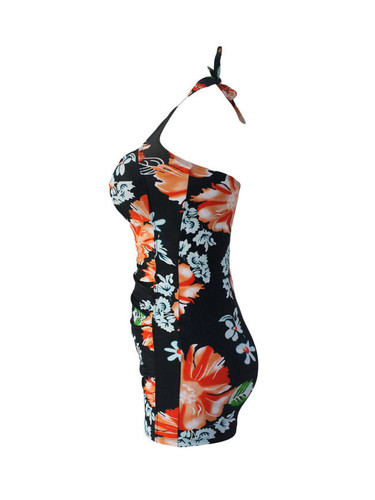 Casual Glamorous Backless Floral Printed Halter Plus Size One Piece