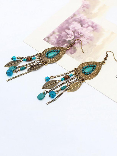India Tassels Leaf  Earrings