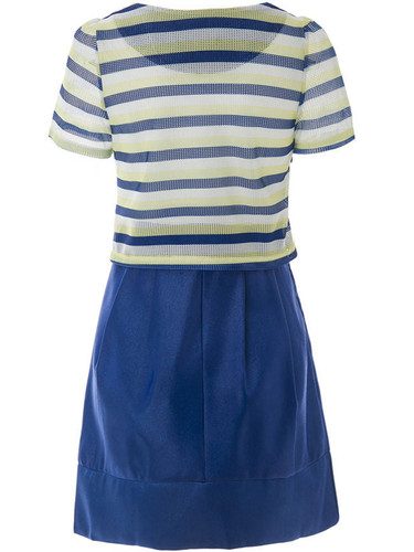 Casual Round Neck Casual Striped Skater Dress