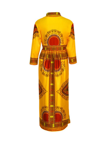 Casual Band Collar Printed Fantastic Plus Size Skater Dress