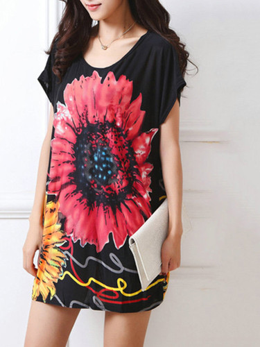Casual Awesome Round Neck Color Block Floral Blouse
