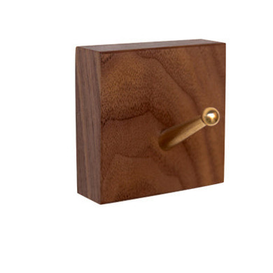 Natural Solid Wood & Brass Wall Hooks